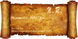 Nyemetz Réka névjegykártya